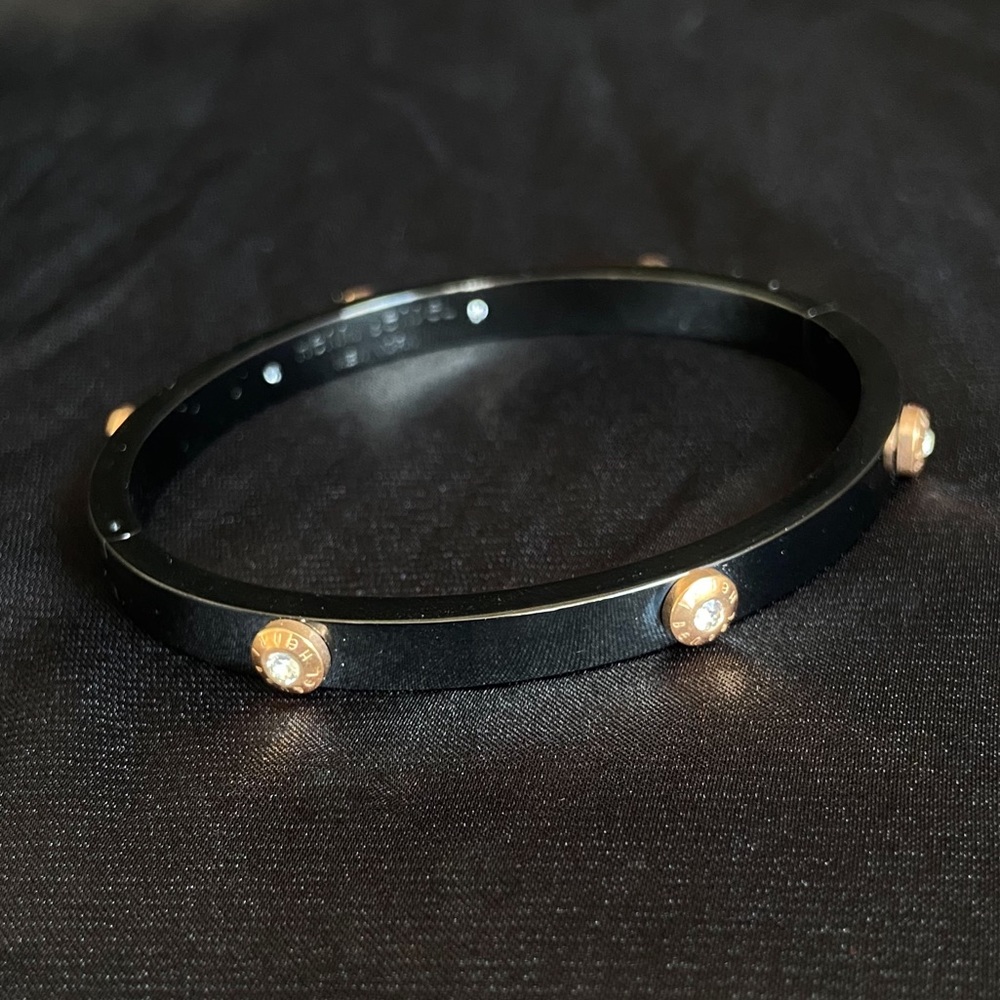 Henri Bendel New York Miss Bendel Black Rivet Bangle Bracelet